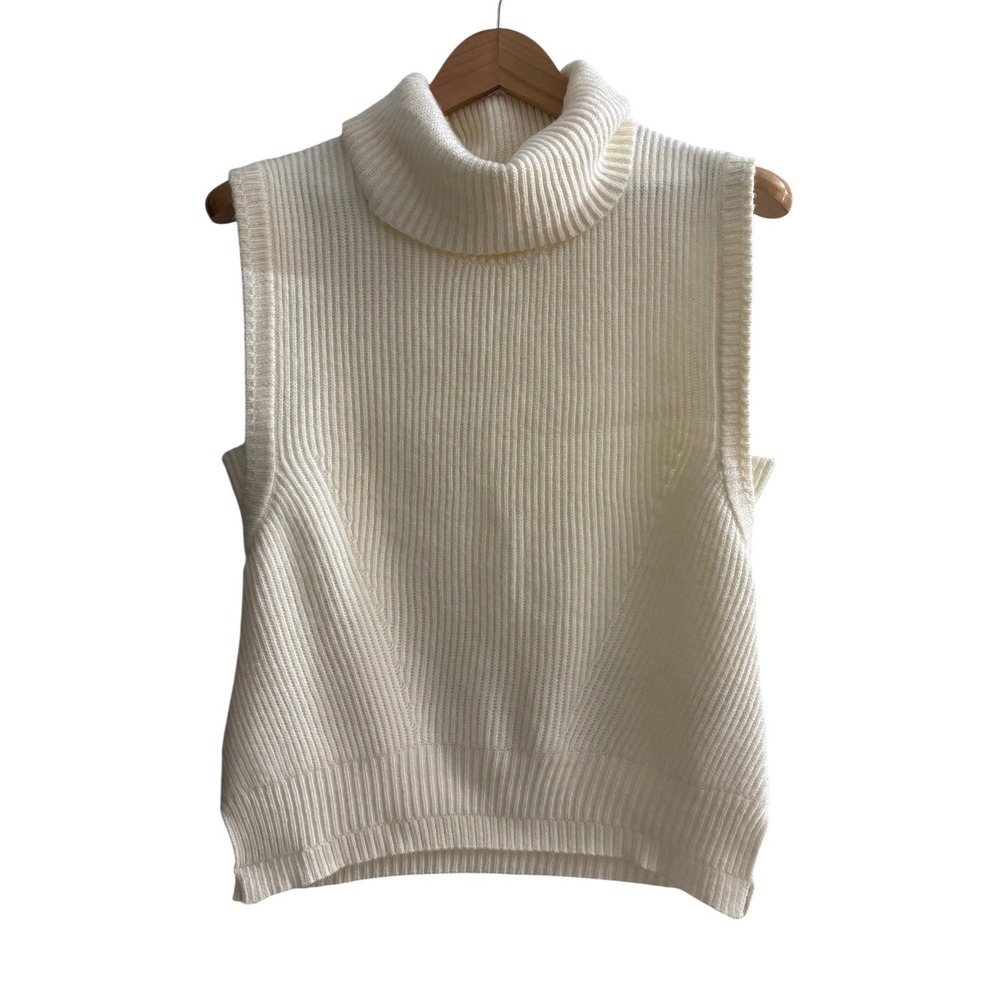 INC International Concepts Womens Turtleneck Sweater Vest Vintage Cream XL NWT